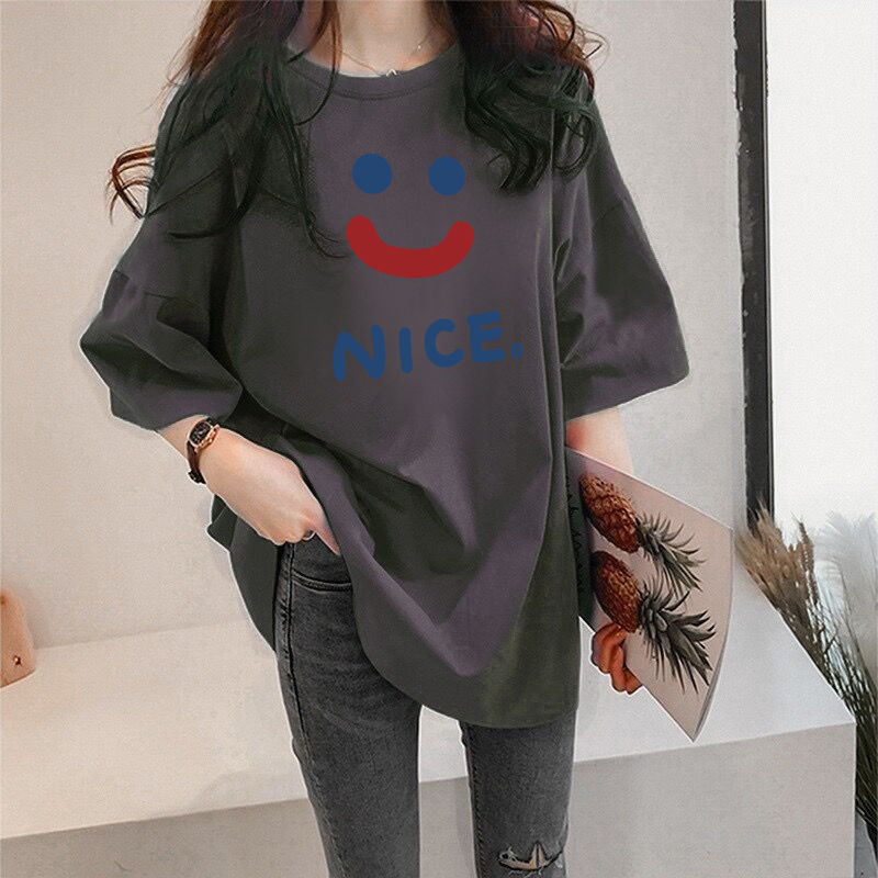 Casual Plus Size Short-sleeved T-shirt Versatile Mid-length Slimming