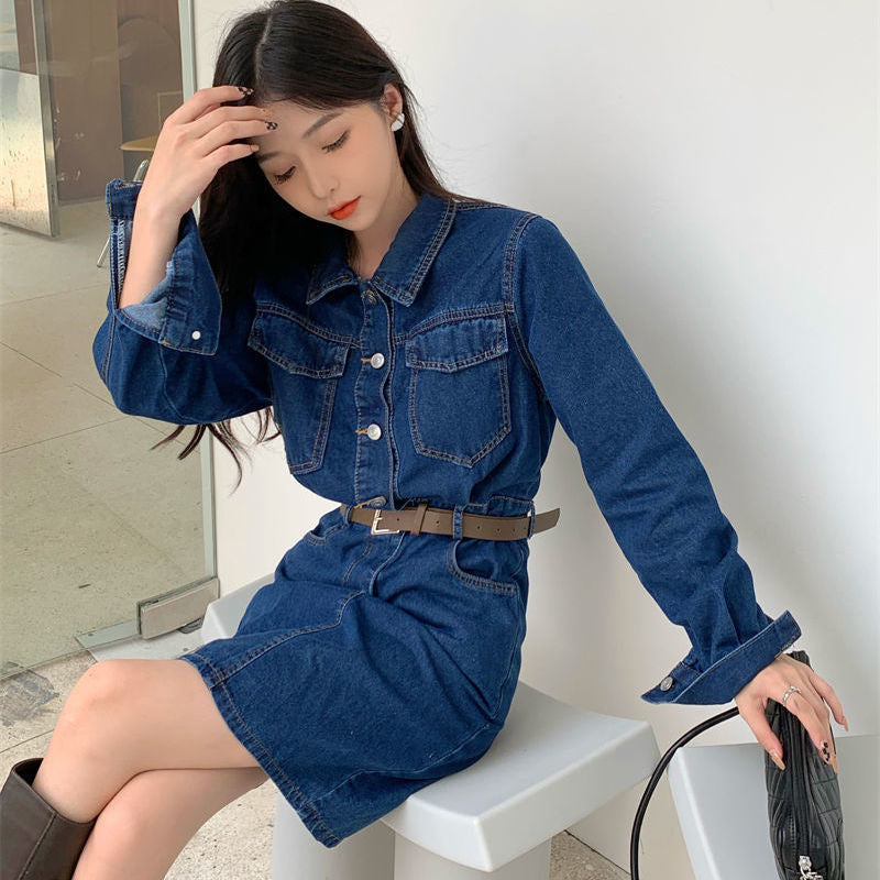 Vintage-chic Denim Dress For Women