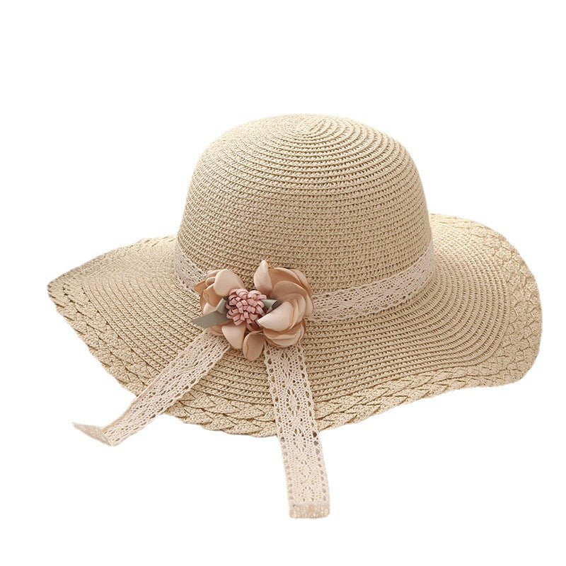 Flower Lace Children's Sunscreen Shade Straw Hat