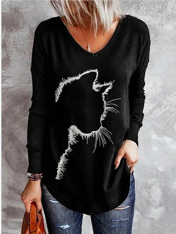 Digital Printing Casual Oil Painting Printing Long Sleeved T 3D