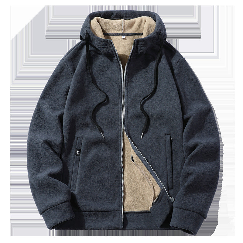Men's Outdoor Fleece Coat Hooded Polar Fleece Jacket
