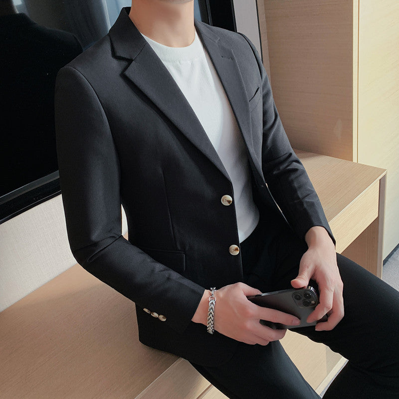 Mens Simple Sophisticated Casual Single-Breasted Two-Button Suit