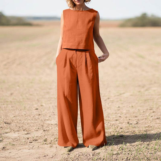 Women's Fashion Casual Cotton Linen Long Sleeve Suit
