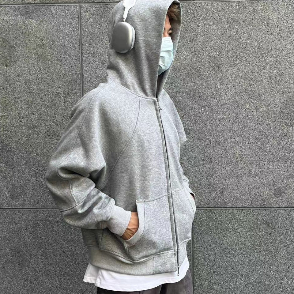 Loose Basic Solid Color Hoodie Coat