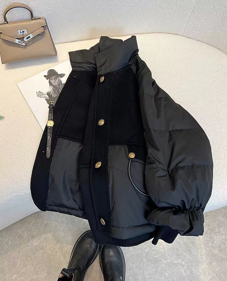 Plus Size Down Cotton-padded Coat Women's Thickened Splicing Coat