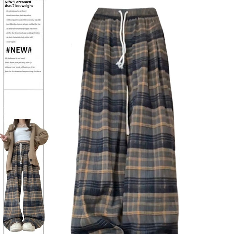 Plus Size Retro Lazy Style High Waist Women's Wide-leg Pants