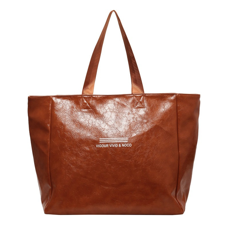 Sleek High Capacity Womens Leather Shoulder Bag
