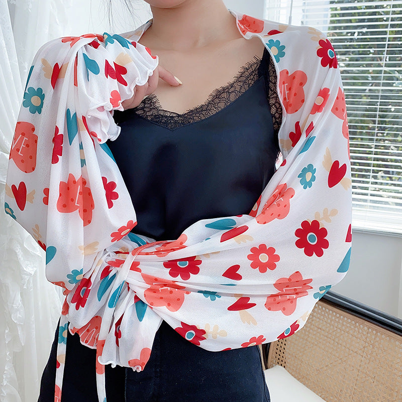 Sun Protection Clothing With Silk Scarf Women's Sun Protection Sleeves
