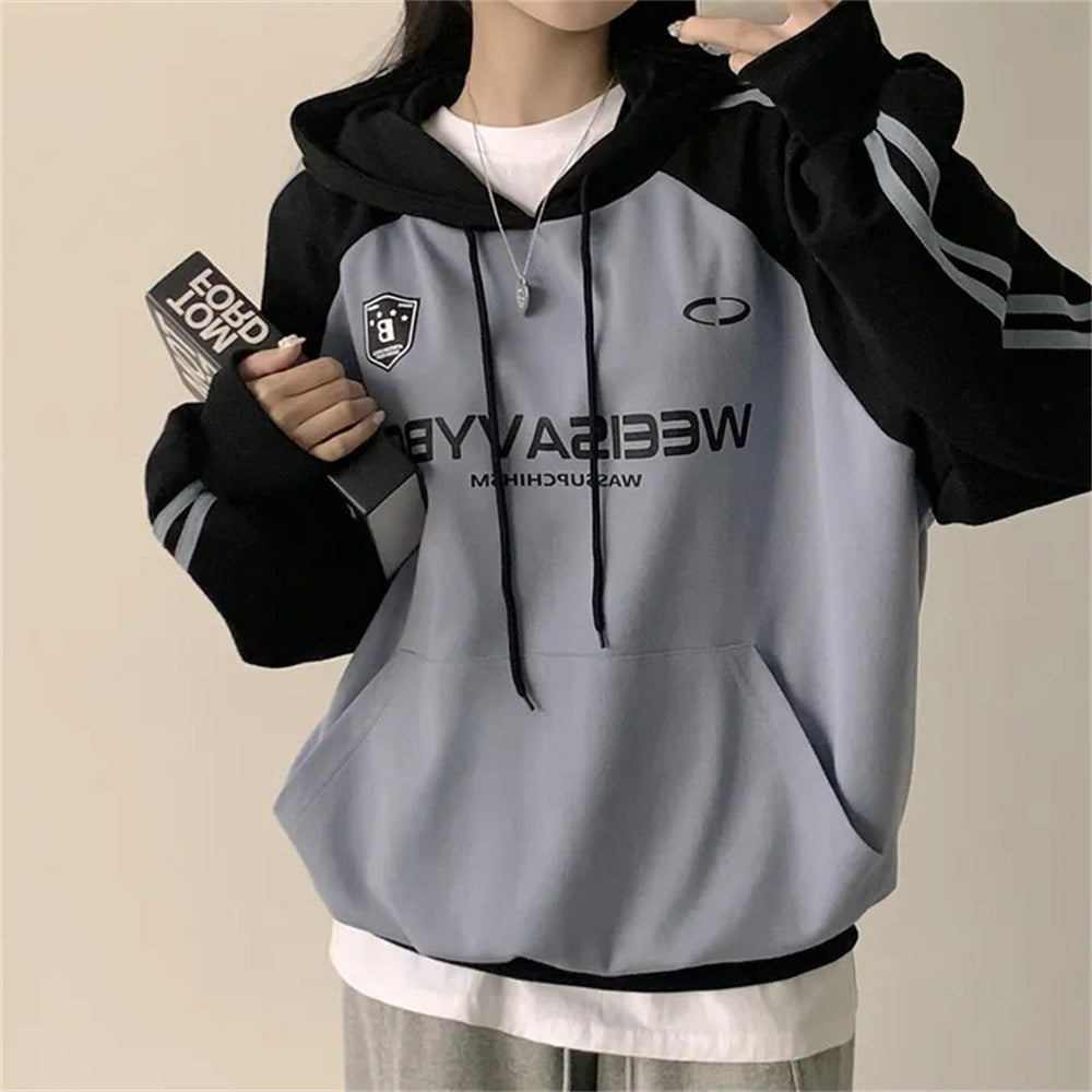 Thin Stitching Velvet Padded Hooded Sweatshirt Women