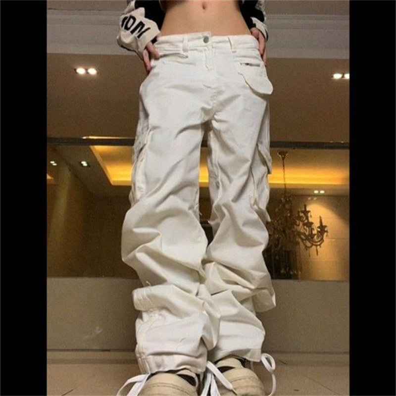 Women's Fashionable Multi-pocket Drawstringable Work Casual Trousers