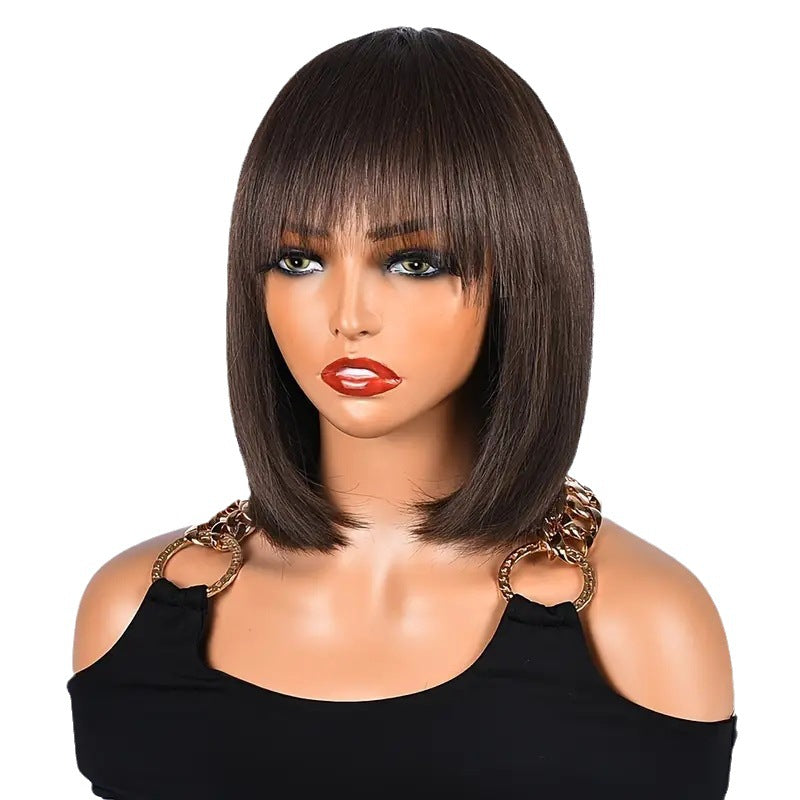 Women's Solid Color European And American Fashion Short Wig Headset