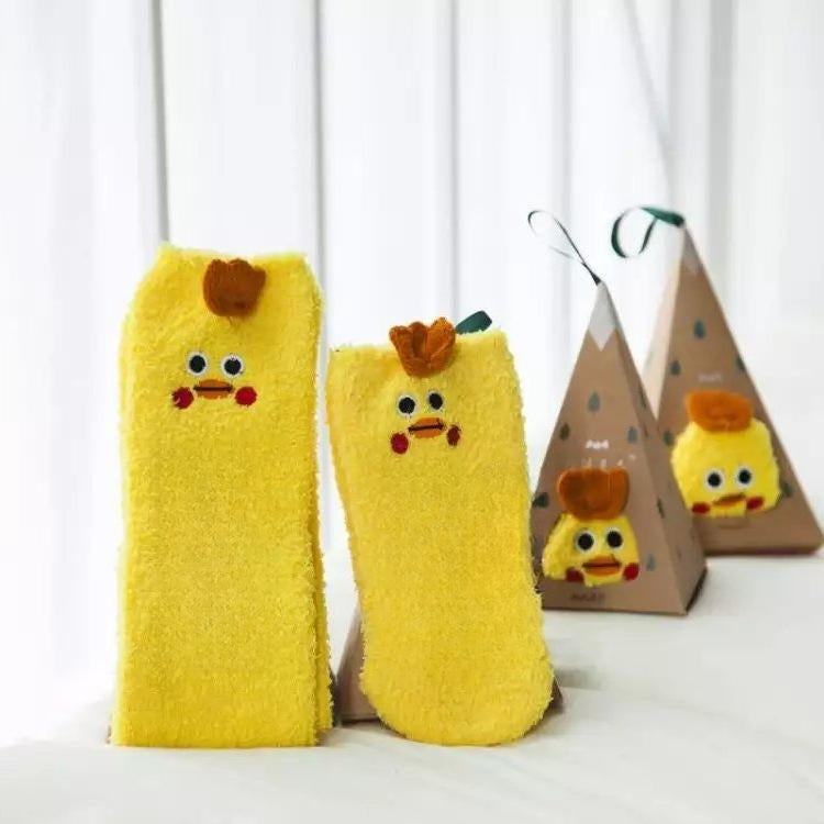 Coral Fleece Tube Winter Thickened Women's Christmas Stockings Cute Cartoon Maternity Socks