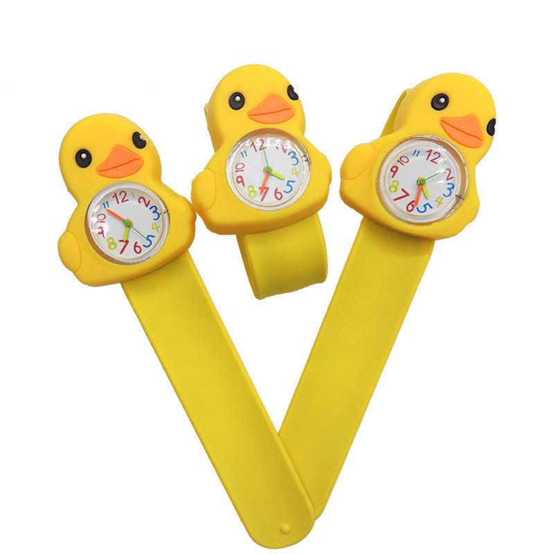 Little Yellow Duck PVC Drip Adhesive Cartoon Clapping Quartz Watch