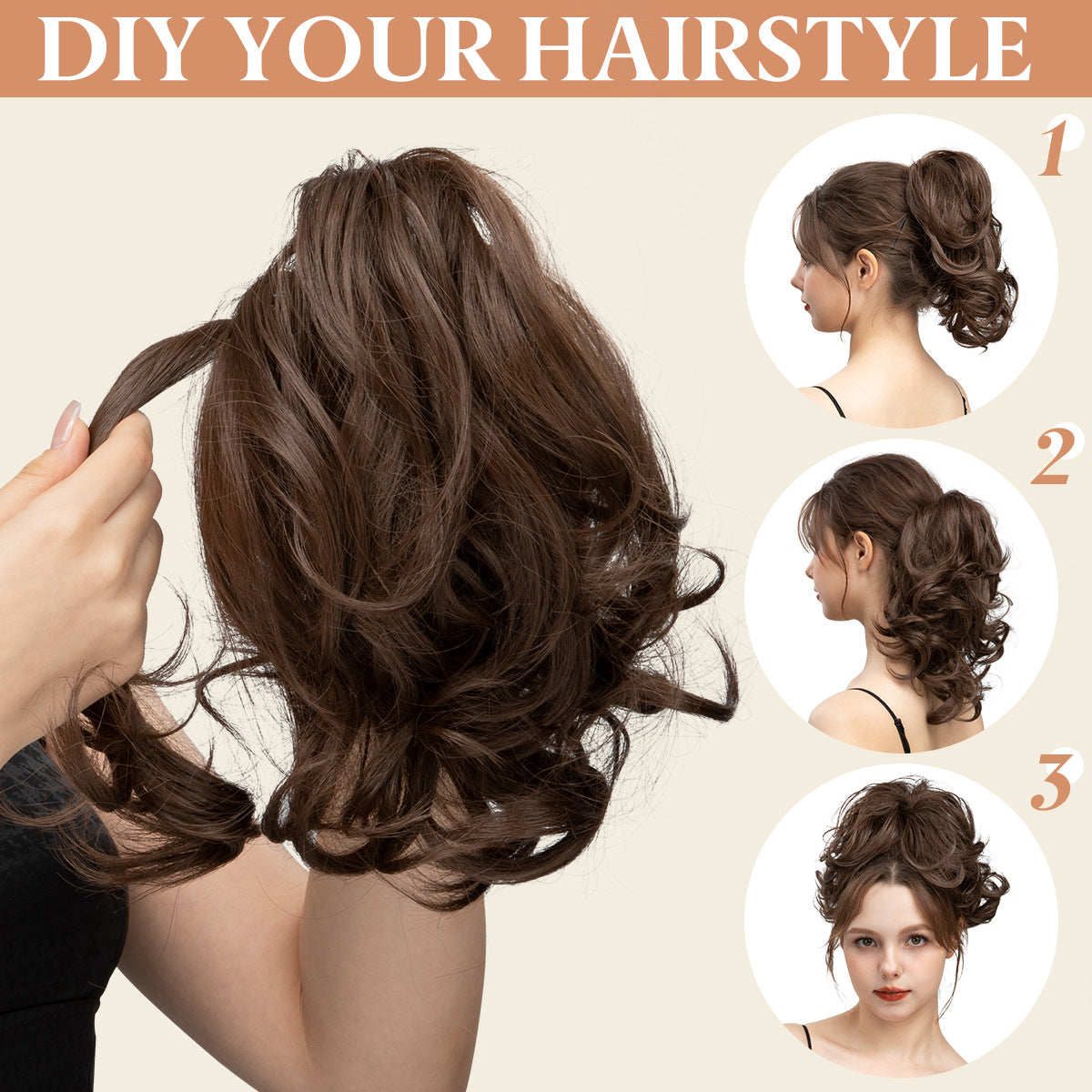 Wig Grip Ponytail Short Female Adjustable Fluffy Natural Short