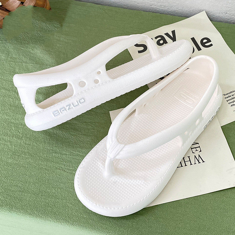 Women's Summer Outer Wear Solid Color Thick Bottom Flip Flops