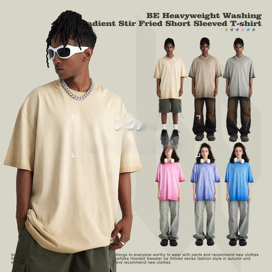 Retro Dopamine Round Neck Cotton Short Sleeve