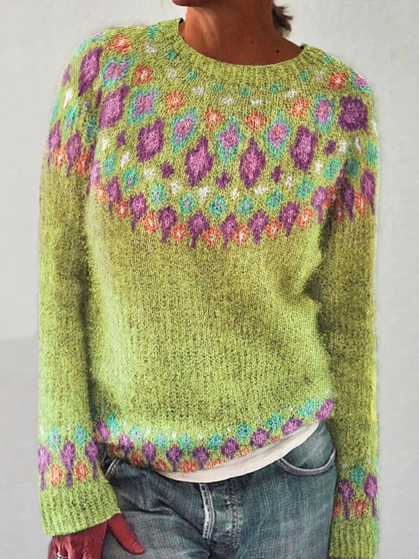 Round Neck Multicolor Loose Fashion Pullover Sweater
