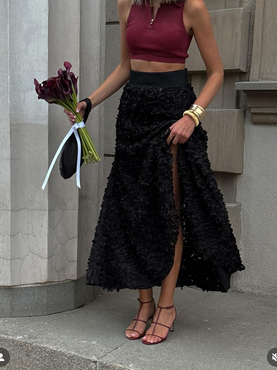 Petal Design Long Evening Ladies' Half Length Skirt