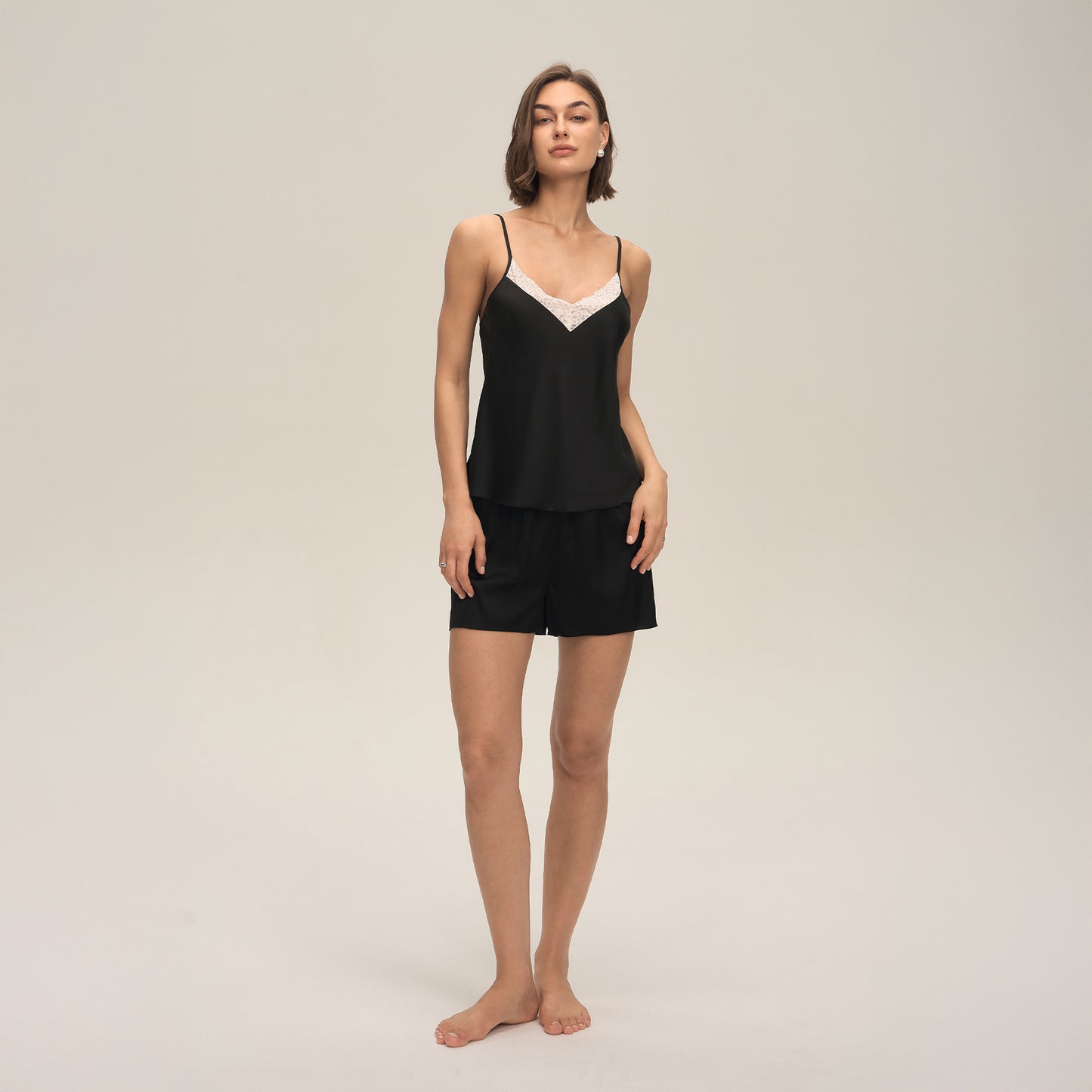 Fashionable Lace-trimmed Casual Pajama Set Summer Comfortable Camisole And Shorts