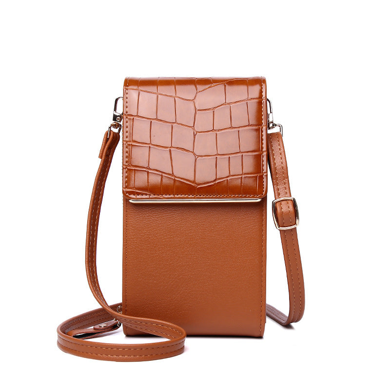 One-shoulder Oblique Cross-covered Mini Stone Grain Coin Purse