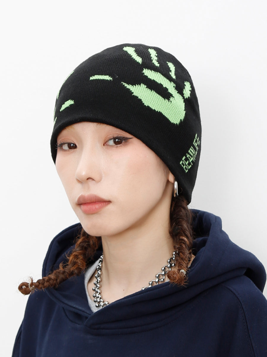 Autumn And Winter Green Palm Earflaps Woolen Hat