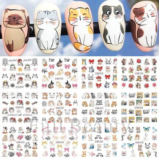 Cartoon Animal Nail Beauty Water Printing Stickers
