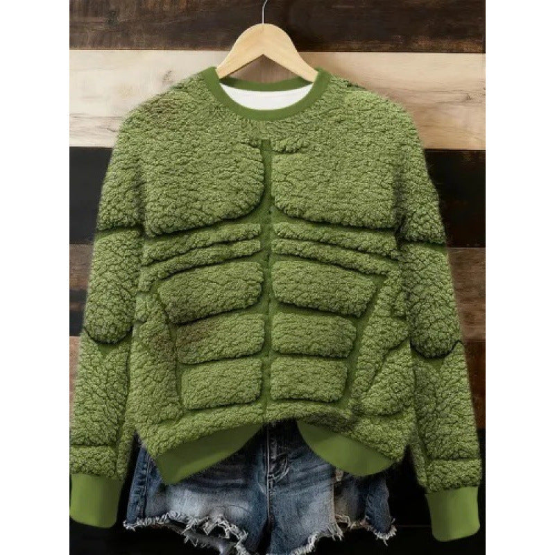 Womens Autumn Winter Christmas Cartoon Puppy Crew-Neck Sweatshirt