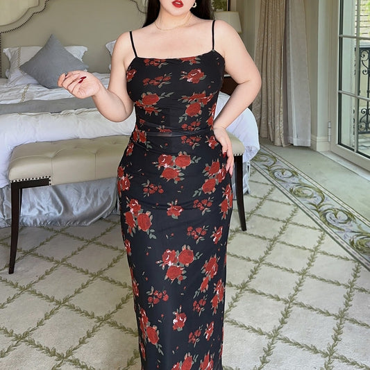 French Rose Mesh Suspended Dress