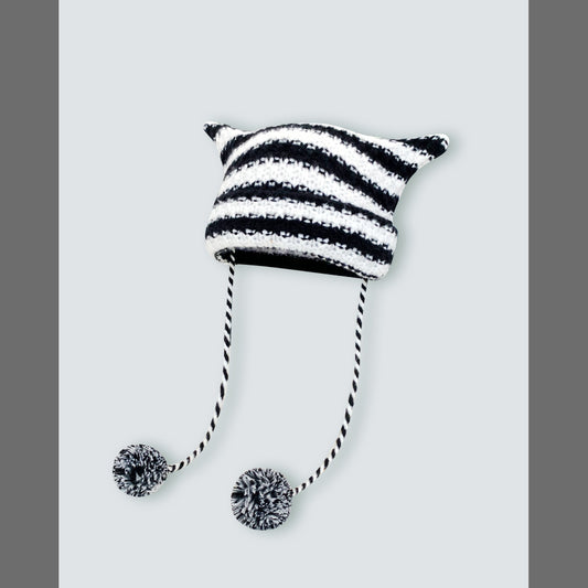 Striped Knitted Wool Hat Japanese Style