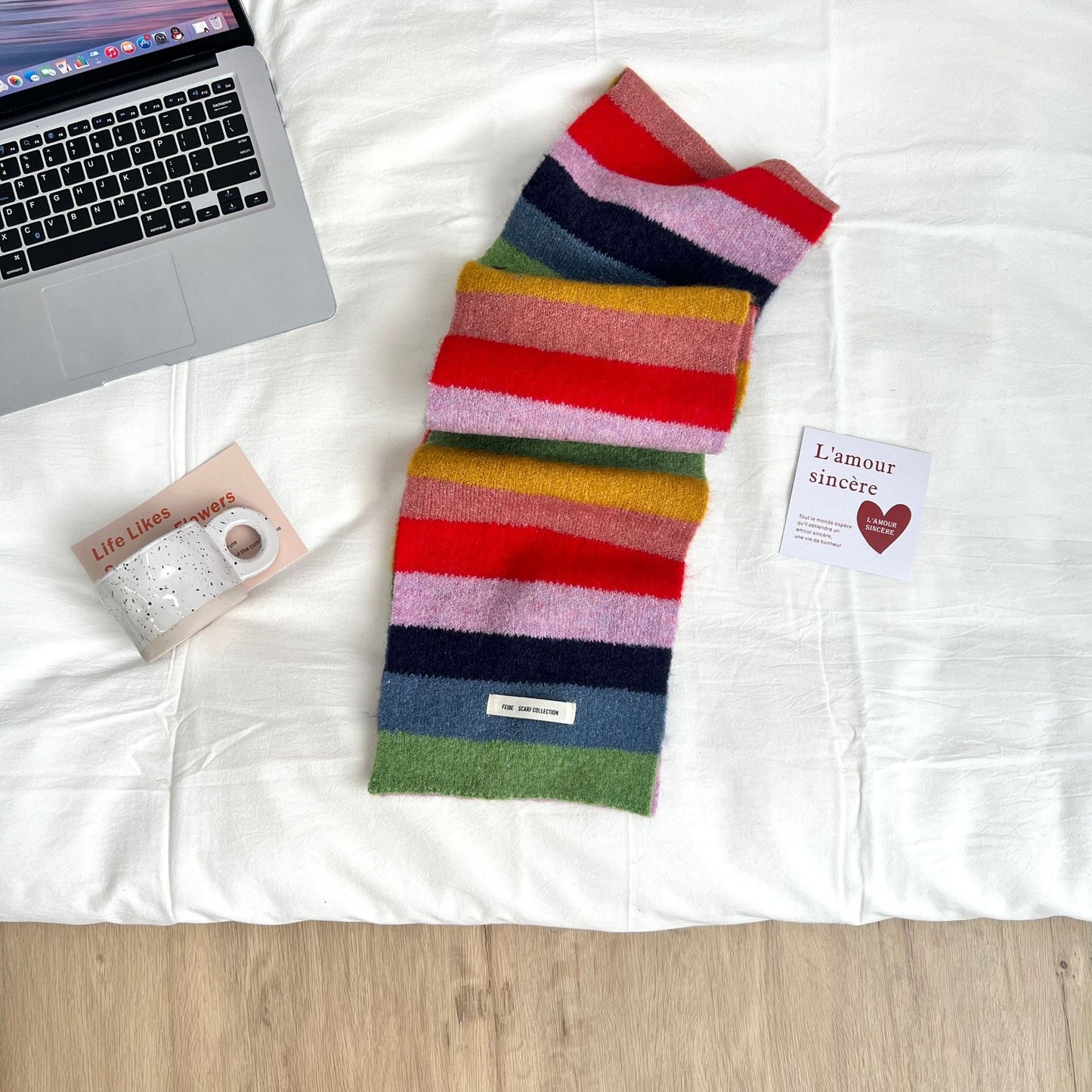 Women's Fashion Color Contrast Striped Retro Scarf