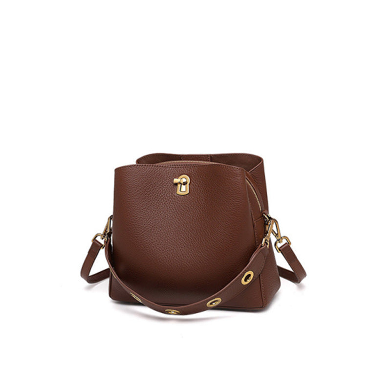 New Women's Fashion Top Layer Leather Hand-held Messenger Bag