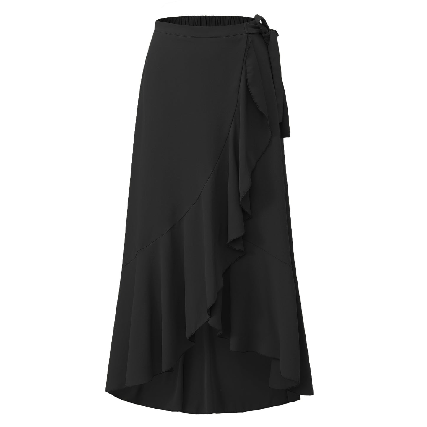 Wrap Skirt High Waist Elasticated Back Midi Length Womens