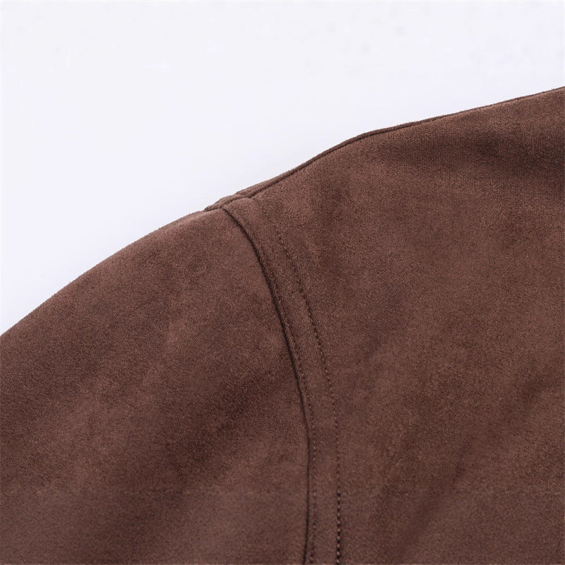 Womens Stylish And Minimalist Suede Jacket Coat