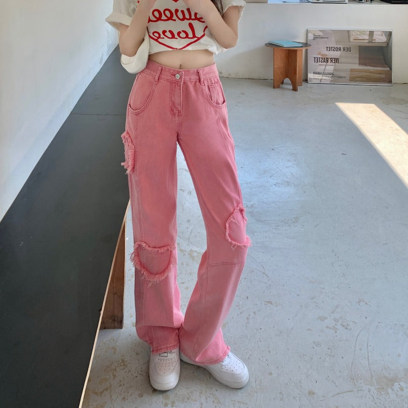 Women's Heart Loose Design Sense Jeans