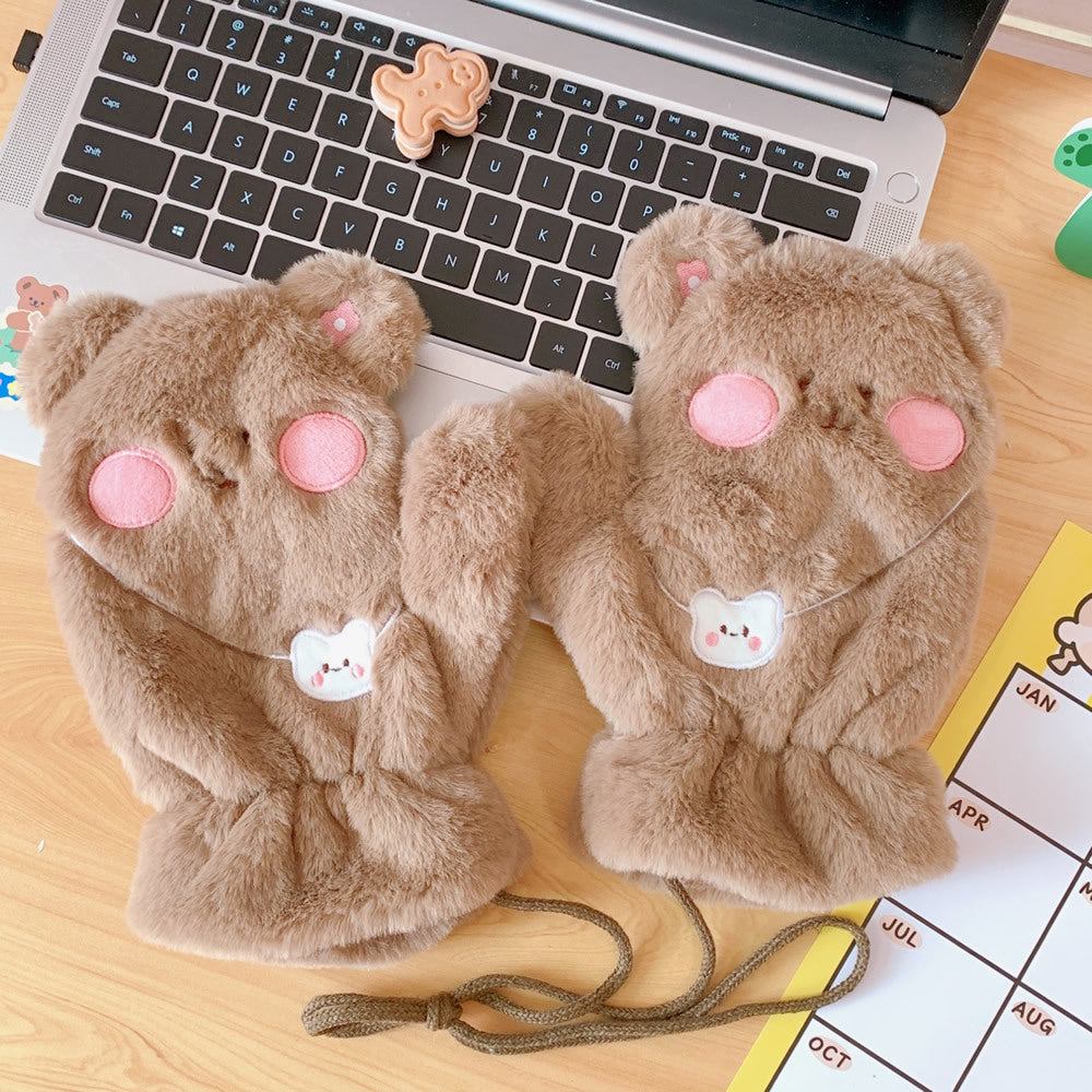 Chacha Bear Student Gloves With Lanyard