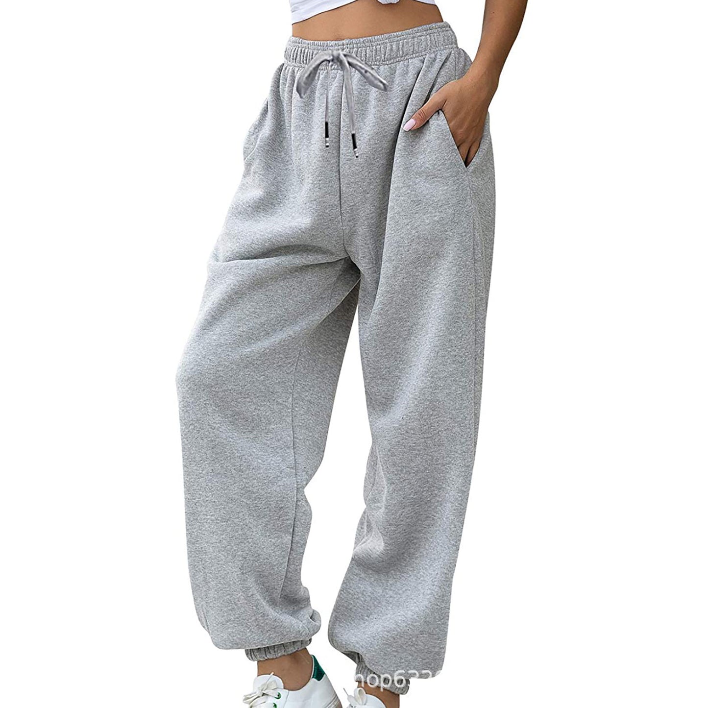 Women's Loose Leisure Sports Drawstring Wide Leg Ankle Banded Pants