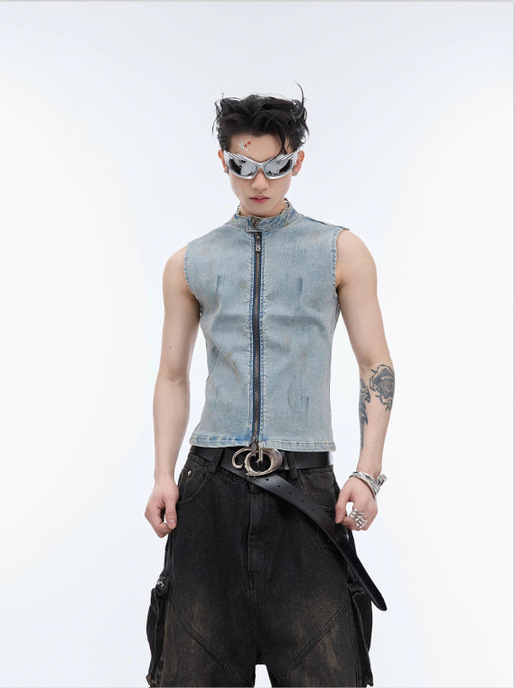 Retro Do The Old Cowboy Vest Slim Fit Sleeveless Top
