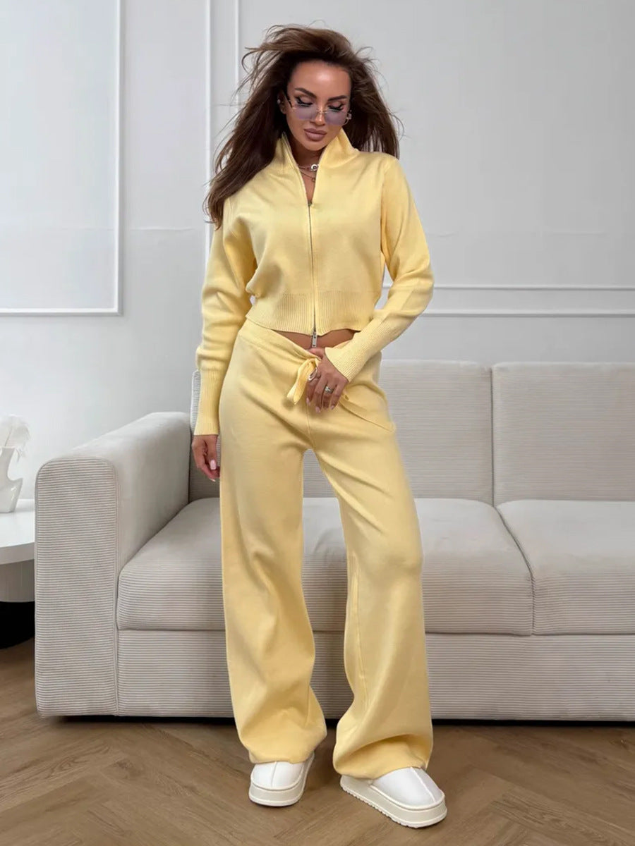 Temperament Commute Zipper Knitting Suit