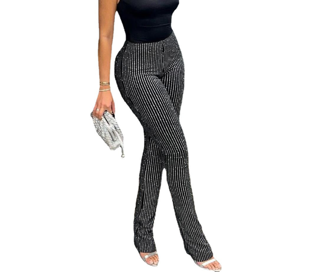 New Fashion Simple Heavy Industry Slimming Rhinestone Shiny Slim Fit Leggings