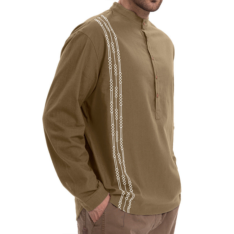 Henley Langærmet T-shirt med print til mænd