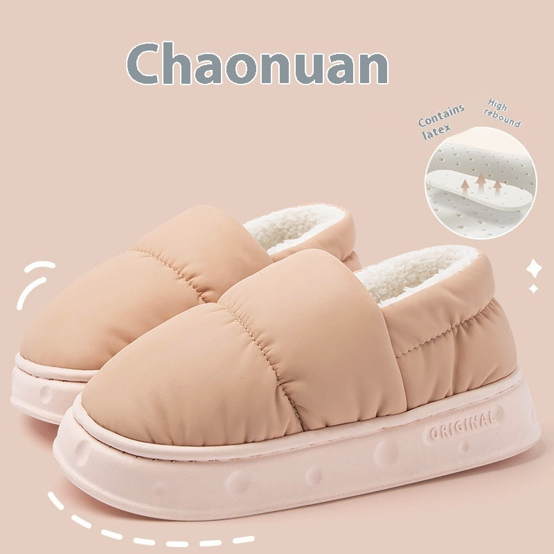 Ankle Wrap Winter Waterproof Thick Bottom Indoor Home Non-slip Plush Warm Cotton Slippers