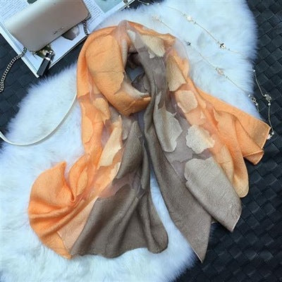 Gradient Cut Flower Organza Lace Scarf