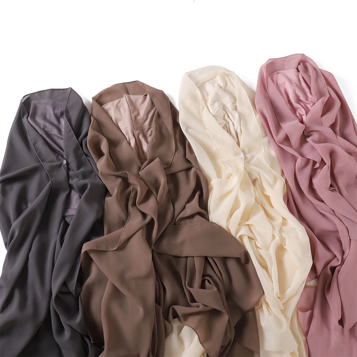 Ensfarvet perle chiffon tørklæde plus samme farve