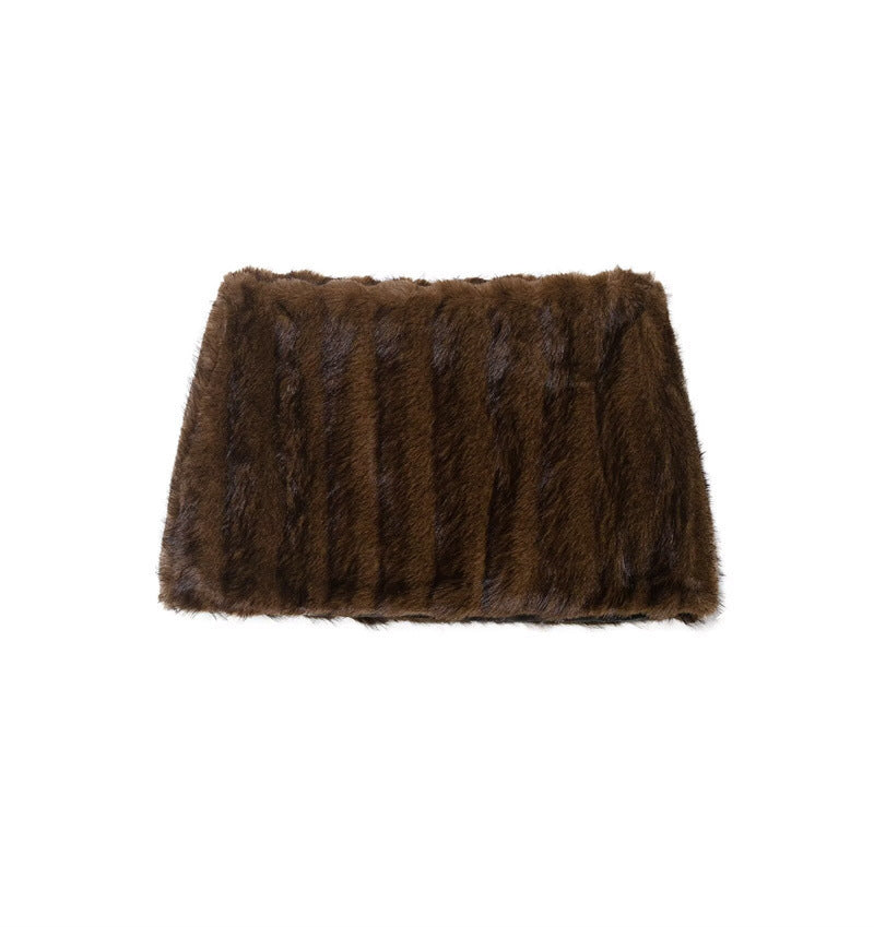 Women's Faux Fur Coat And Skirt