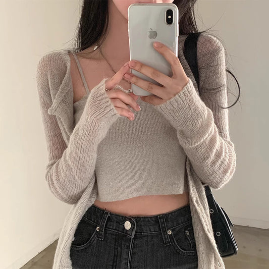Strappy Cardigan Two-piece Set