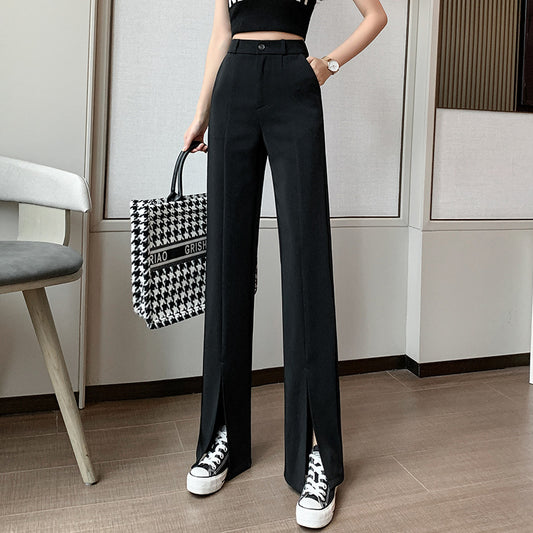 Slit High Waist Slim Flared Pants