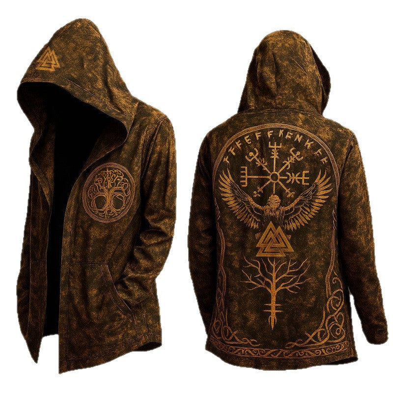 Digital Print Loose-Fit Hooded Sweater Cardigan Coat 3D