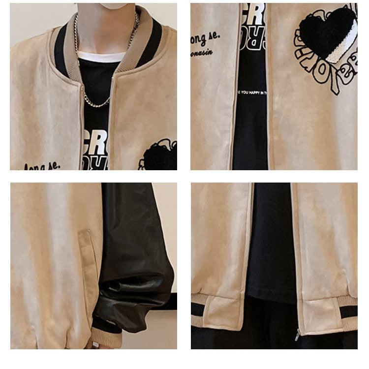Veste ample couple hip-hop patchwork brodé