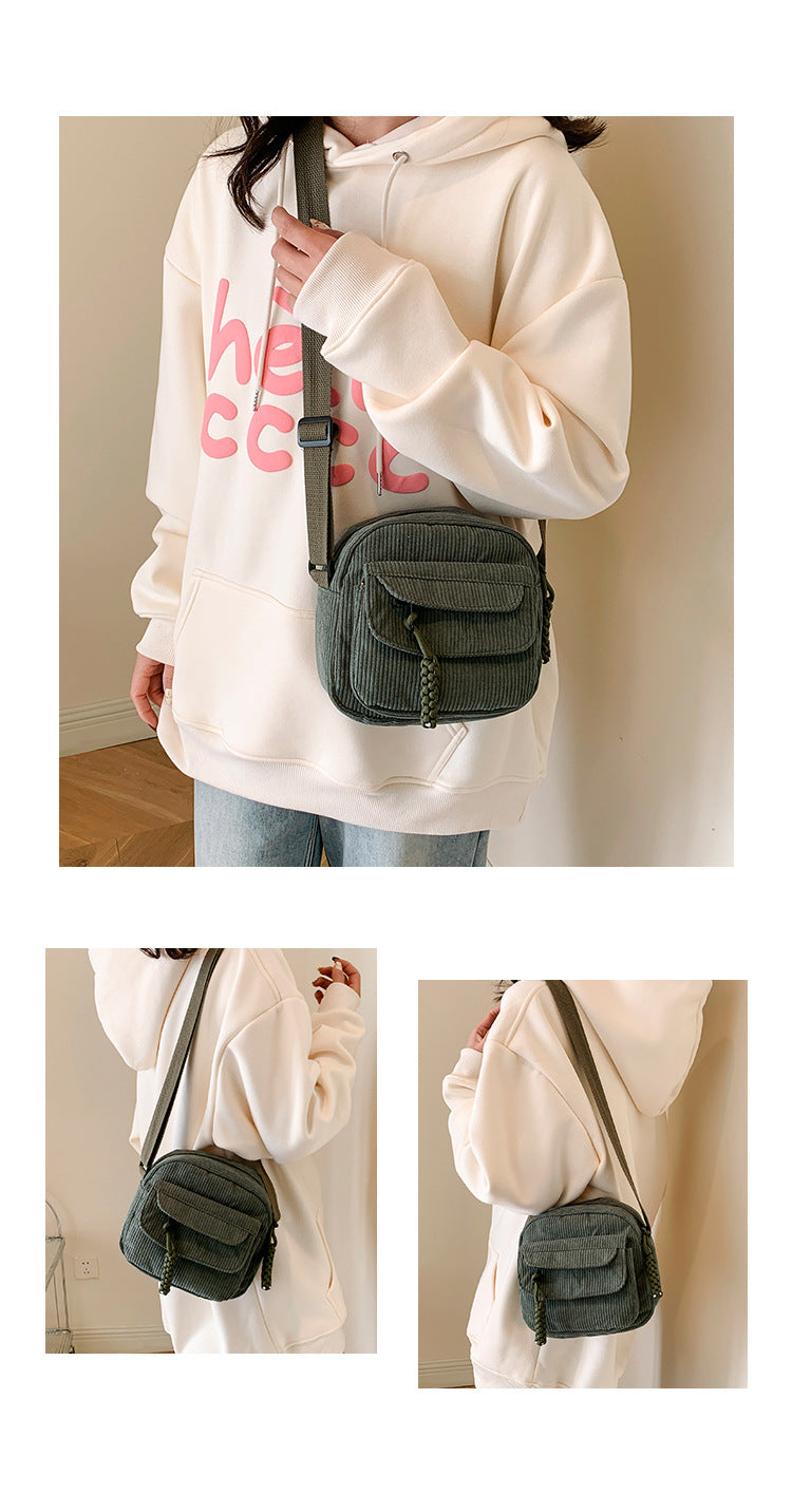 Solid Color Classy Exquisite Texture Portable Shoulder Messenger Bag