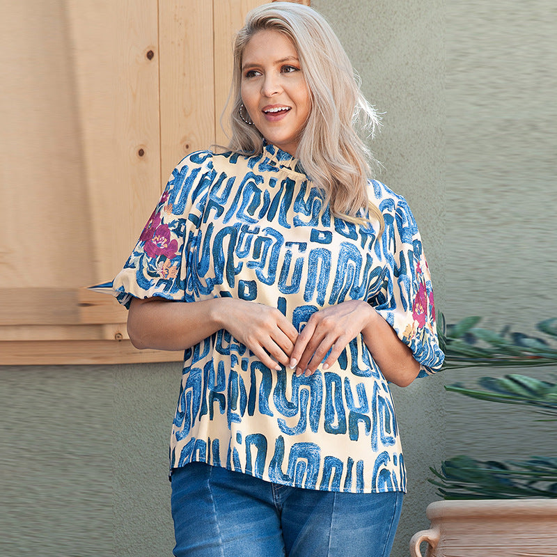 Spring And Summer Pullover Round Neck Printed T-shirt